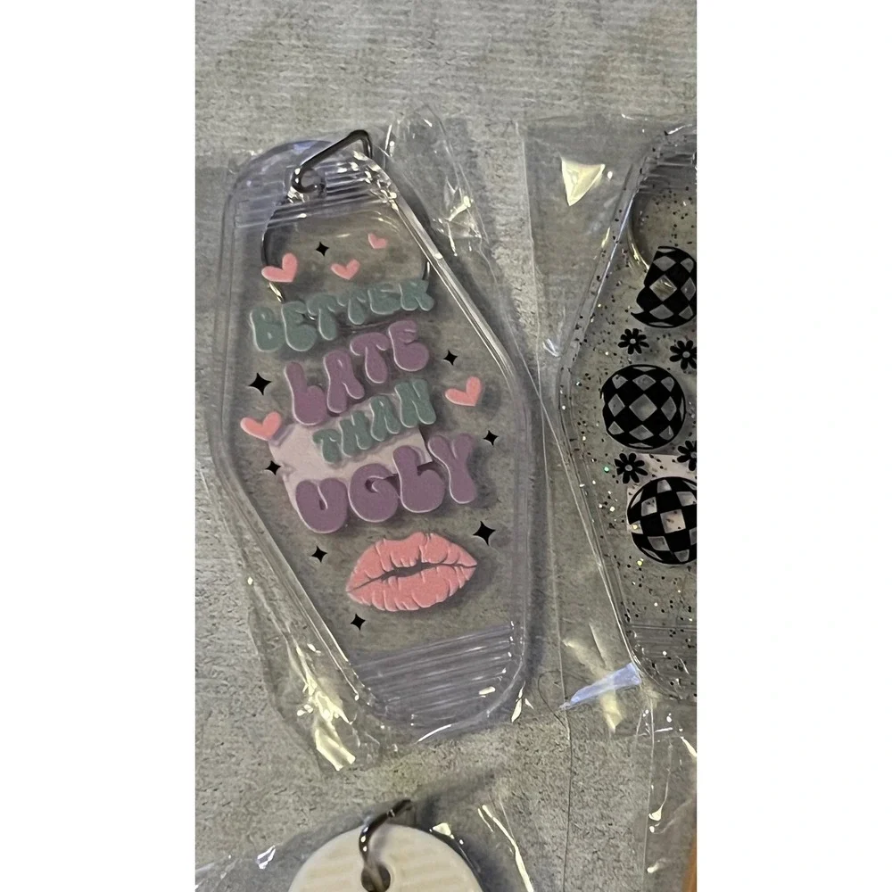 Set of 10 Motel Style Keychain Unisex Multicolor NWT Graphic Print Lot